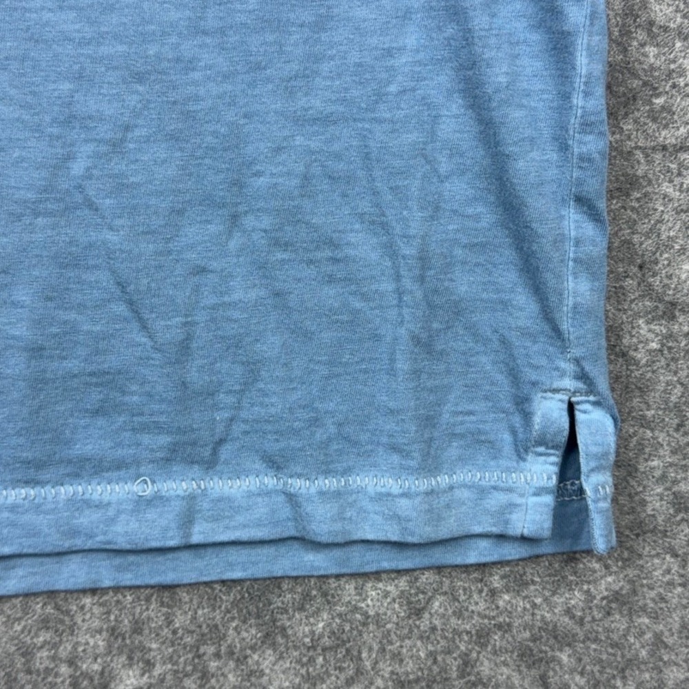 John Varvatos Polo Shirt Mens XL Blue Short Sleeve Peace Sign Slub Cotton Casual - Picture 6 of 11